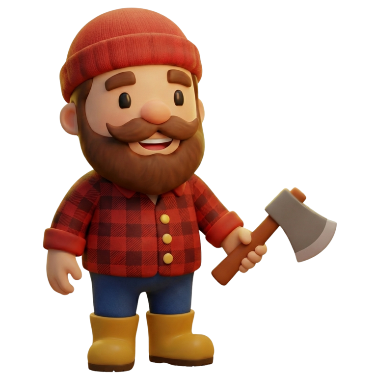 Tim the lumberjack holding his axe